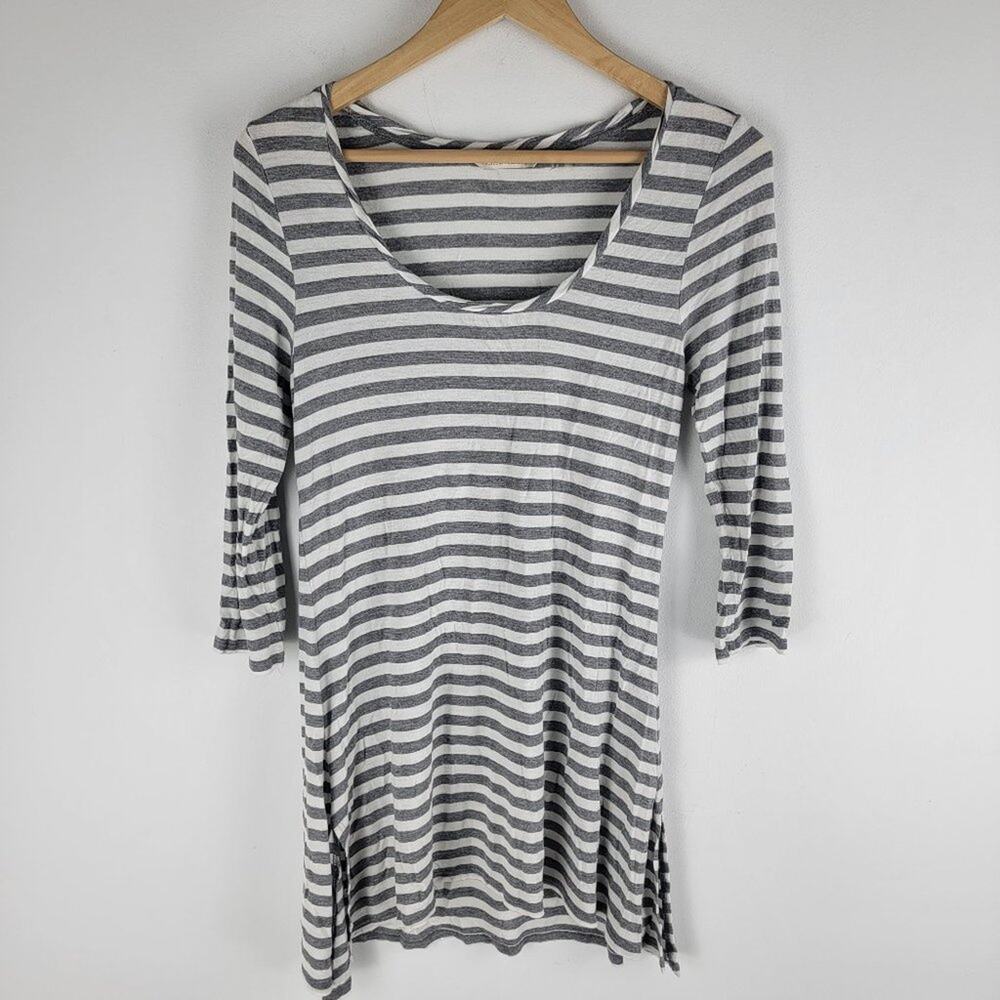 Soft Surroundings Scoop Neck Tunic Gray And White Long Sleeve Size XS